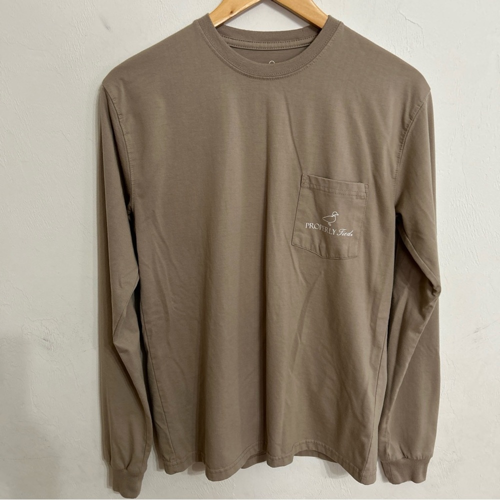 Youth Boys Long Sleeve Graphic Shirt Properly Tied - Tan Small - Picture 3 of 4